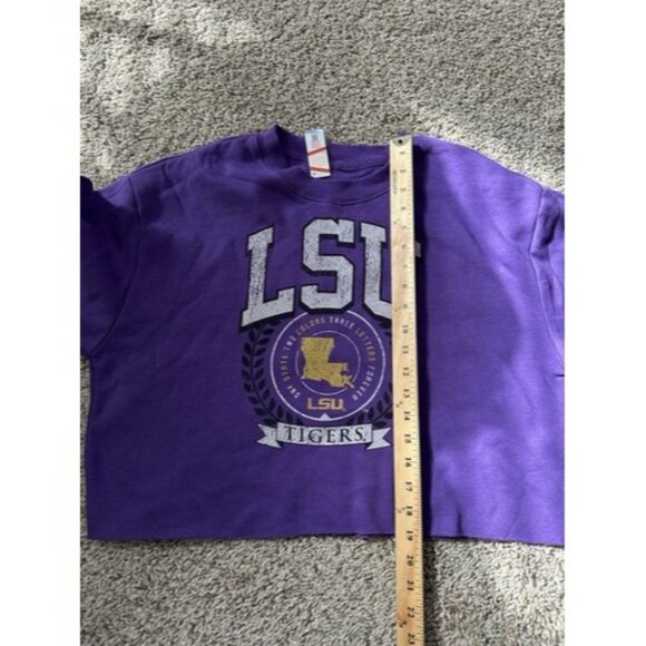 LSU Tiger Purple Pull Over Long Sleeve Cropped Sweater Womens NCAA Size Medium - Picture 8 of 10